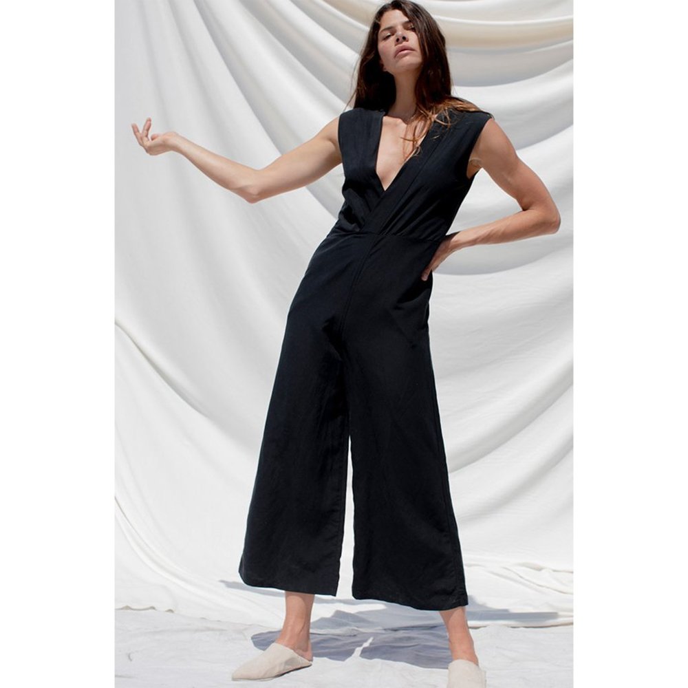 Kimono Romper (Jumpsuit) in Onyx (Black) XS